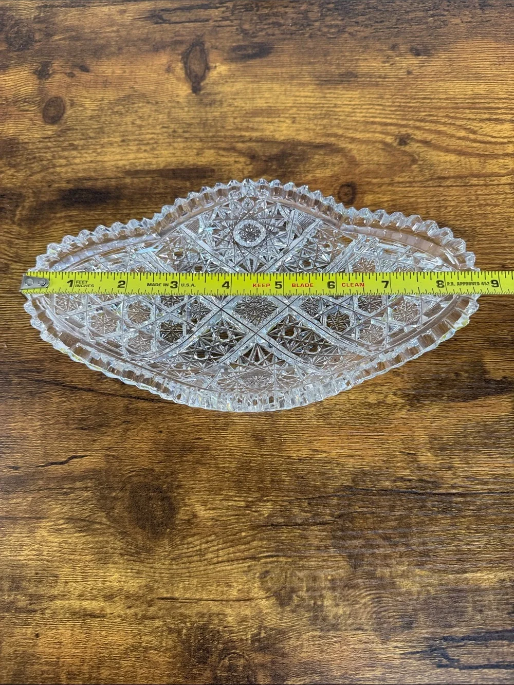Cut Crystal Decorative Bowl - Clear Glass Accent Vase